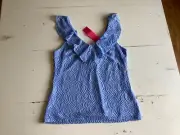 NWT Lilly Pulitzer Alessa Blue Peri Flowing Leaf Lace Ruffled Top M
