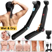 USB Men Back Razor Shaver Groomer Full Body Leg Hair Removal Trimmer Long Handle