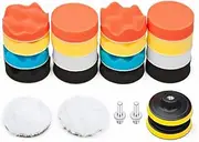 ‎Rainbow-AU Car Foam Drill Polishing Pad Kit 22 PCS, 3 Inch Buffing Pads Sponge Waxing Polisher Attachment Set with Adapter Kit, ‎27.61 x 18.39 8.2 cm; 222 Grams