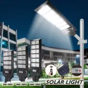 LED Street Light Solar Power with Pole Remote Control Motion Sensor Waterproof