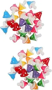 [jojofuny] Mushroom Shape DIY Hanging Ornaments Durable Resin Pendants for Key Chains Bag Accessories Necklace Pendants Mixed Color Design for *