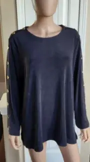 Chico's Travelers Women's Gray Slinky Stretch Knit Tunic Top 3, 16/18, XL