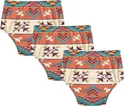 [GuoChe] Baby Girls Toilet Training Pants Colorful Geometry Boho 3pcs Leakproof Training Underpants Short Underwear for Toddler