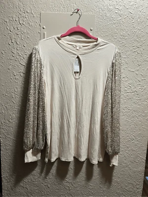 Maurices Long Sleeve Top With Glitter Sequin Sleeves NEW