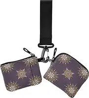 [GuoChe] Women's Coin Pouches Card Holder Merry Christmas Ethnic Minimalist Zipper Wallet Coin Bag with Zipper Pocket for Work Travel 2 Pcs, Merry Christmas15, 4.13" x 3.51" & 4.13" x 4.13", Retro