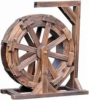 Wooden Waterwheel Fountain Garden Waterfall Water Pump Wooden Design Fountain Outdoor Freestanding Garden Decoration Water Feature (Size : 30cm(11.8inch))