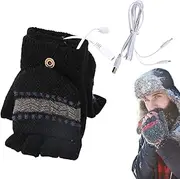[Generic] Winter Gloves Heated | Heated Mittens Full & Half Fingers USB Heating Gloves - Laptop Gloves Mittens, Warm Hand Warmer for Riding, Running, Skiing