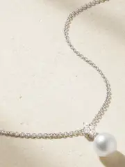 [Mikimoto] Mikimoto - 18-karat Gold, Diamond And Pearl Necklace - White - One size One size White