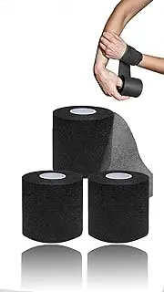 Sports Wrap Bundle: Black Prewrap Tape for Athletic Use, Hair Headbands, Foam Underwrap - 3 Rolls Set. Stay Comfortable and Prepared for Action!