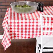 25 YARD Roll Red White Checkered Vinyl Table Cloth Cover Restaurant Commerical