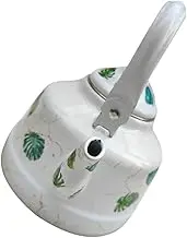 Garneck Vintage Enamel Tea Kettle Portable Water Kettle with Narrow Spout for Induction Cookers Gas Stoves Convenient Tea Serving Pot for Home Restaurant Use Leaf Design