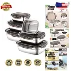 6 Pack Airtight Stainless Steel Food Storage Containers - Stackable Meal Prep