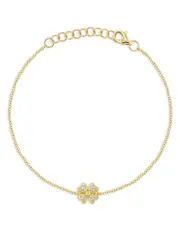 Moon & Meadow 14K Yellow Gold Diamond Clover Link Bracelet