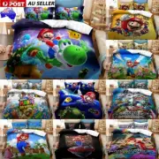 Super Mario 3D Print Duvet Quilt Cover Pillowcase Bedding Set Single Double Size