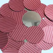 Round Sequin 1.5" Red Pink Corrugated Stripe Metallic