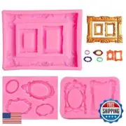 3 Pieces Pink Picture Frames Silicone Mold for Cake Decorating Sugar Gum Past