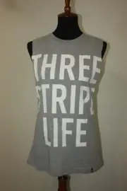 NWT Adidas ClimaLite Sz S Gray Pullover Sleeveless Muscle Tee Three Stripe Life