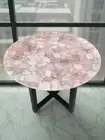 Rose Quartz Coffee Center Table Top, Quartz Stone Round Table Top Patio Decor