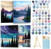 4 Pack Paint by Number for Adults Framed Canvas, DIY Arts and Crafts for Adults