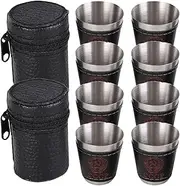 PAMINGONO 2 Sets Stainless Steel Mini Wine Cups Portable Camping Drinking Glasses for Picnic Bar Home Family Gatherings Stackable Lightweight Safe Material