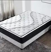 Memory Foam Mattress with Quilted Top, 25 cm Height, Black and White, Single Bed (Gel memory foam spring mattress) photo
