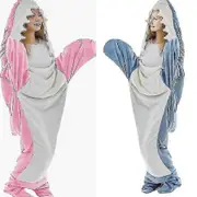 Super Soft Shark Blanket Hoodie Adult, Shark Blanket Cozy Flannel Hoodie-zong Light blue 170cm
