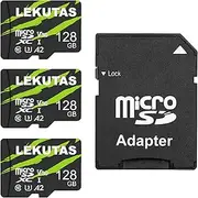 128GB Micro SD Card 3 Pack, microSDXC UHS-I Flash Memory Card TF Card with Adapter, 100MB/s, C10, U3, A2, V30, for Full HD, 4K UHD Video Recording, High Speed TF Card