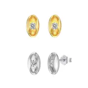 ANYCO Earrings 925 Silver Stud Shaped With Sparkling Crystal Minimalist Jewelry For Women