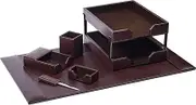 Dacasso Dark Brown Bonded Leather 8-Piece Desk Set