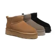 AUSTRALIAN SHEPHERD® UGG Boots Sheepskin Wool Mini Platform Thick Bottom Ronnie - Caribou / AU Ladies 4 / AU Men 2 / EU 35