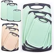 Kitchen Cutting Boards, Anti-Skid Eco-Wheat Straw Vegetable Board Set (3 Pcs), Dishwasher Safe (Light Green)