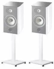 Pair 29” Steel White Stands For Focal Aria 906 Bookshelf Speakers