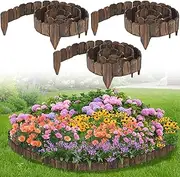 9.6ft L x 3.9in H Landscape Edging - 3Pack Sturdy Anti-Corrosive Wood Garden Edging Border, Low-Profile Blends into Nature, for Yard Flower Bed Path Decorative Tree Fence