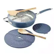 NEW Tramontina Ceramic Nonstick All In One Plus Pan 7 Piece Set Blue
