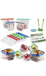 13 Piece Reusable Produce Bags Pack Mesh Silicone Holder Scrubber Small Med Larg