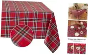 Christmas Rectangle Vinyl Tablecloth, 100% Waterproof Oil 54*54 Inch Xmas Red