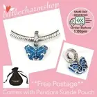 NEW Authentic PANDORA Blue Murano Glass Butterfly Dangle Charm - 792698C01