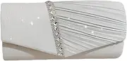 [COSAUG] Pouch Clutch for Women Evening Bags | Evening Bag Clutch for Women - Bridal Party Bag Cocktail Ball Handbags, silver