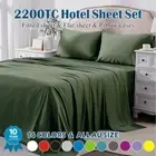 2200TC 4Pieces Deep Pocket Bed Flat Fitted Sheet Set Single/KS/Double/Queen/King