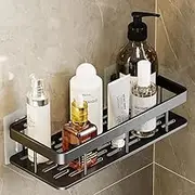 Shower Caddies,Aluminum Shower Shelves,No Drill Bathroom Shower Organizers, Wall Mounted,with 4 Pcs Removable Hooks,for Rustproof Bath Storage Basket for Bathroom, Toilet, Kitchen (black)