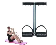 Elastic Sit Up Pull Rope Spring Tension Foot Pedal Abdomen Leg Exerciser Tummy Equipment -Black