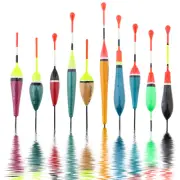 10pcs Lightweight Balsa Wood Bobber Fishing Floating Float with Red Tail Drift