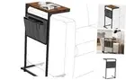 C Shaped End Table, Small Side Table for Couch and Recliner, Slide Under Sofa