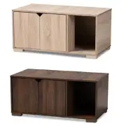 Cat Litter Box Cover Cat House Side End Table Furniture Oak Walnut Brown 2-Door