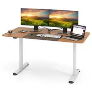 Costway 140 x 70cm Electric Standing Desk Motorised Computer Desk Height Adjustable Laptop Table w/Hook Oak
