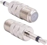 Fancasee 2 Pack F Type Female to 1/8" 3.5mm Male Mono Plug Jack Adapter Coupler Converter Connector for Coax Coaxial Cable Cord Antenna and More