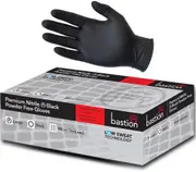 100pcs Bastion Black Nitrile Gloves Powder Free Industrial, 7g, Micro Textured - Large