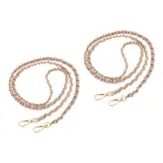 2Pcs 47" Purse Chain Strap with Buckles for Bags(Purple, Gold)