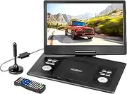 REFLEXION DVD1424 Portable DVD Player 14" LCD Monitor with DVB-T2 HD Tuner, Built-in Battery, Includes Gamepad, Game Disk and 12V Car Adapter