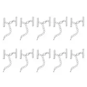 20Sets Slide on End Clasps, 20mm Tube Slider Crimp Cord Ends, Silver White